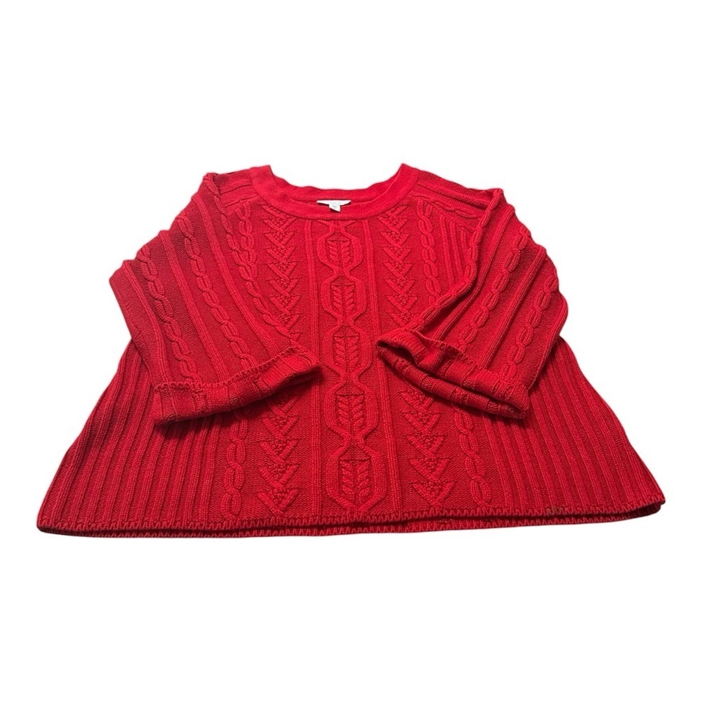 Coldwater Creek Vibrant Red Cable Knit Sweater